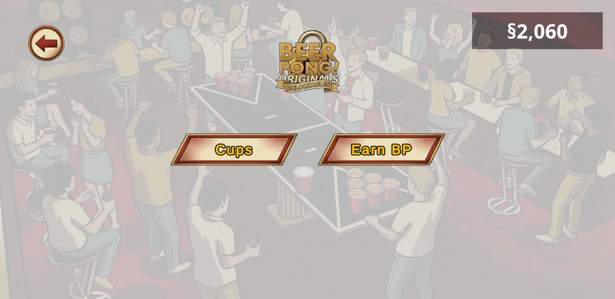 Cup Showroom in Beer Pong Originals where BP Points unlock cosmetic cup themes