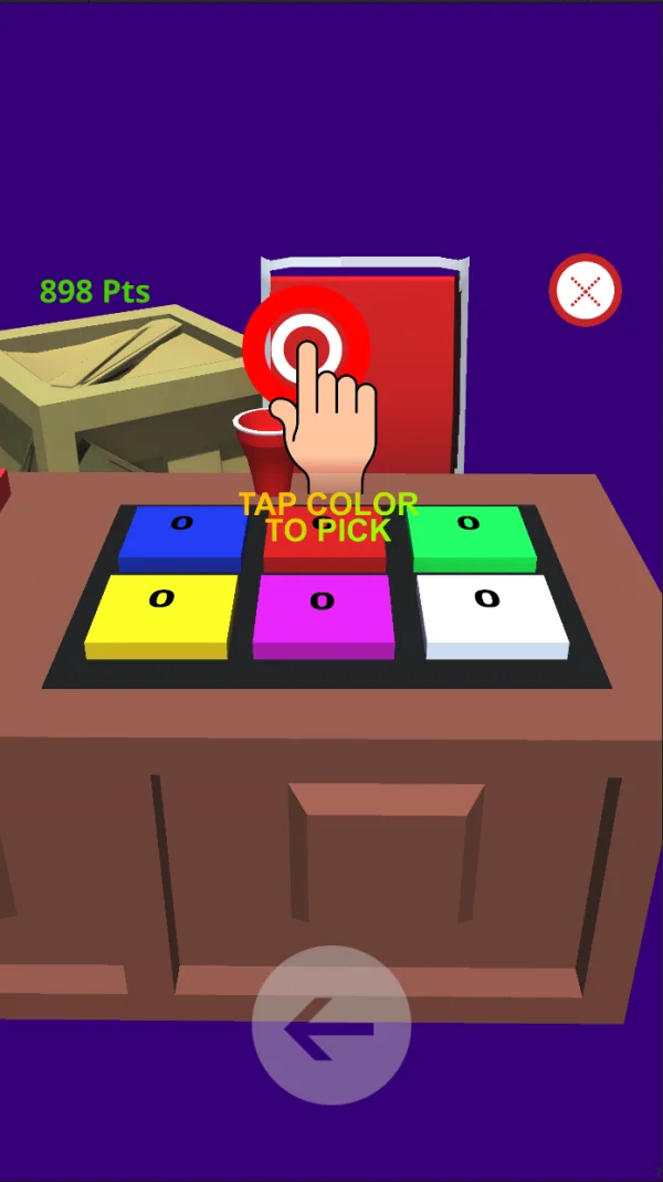 Classic perya color game board showing the six coloured tiles with a tap to pick prompt