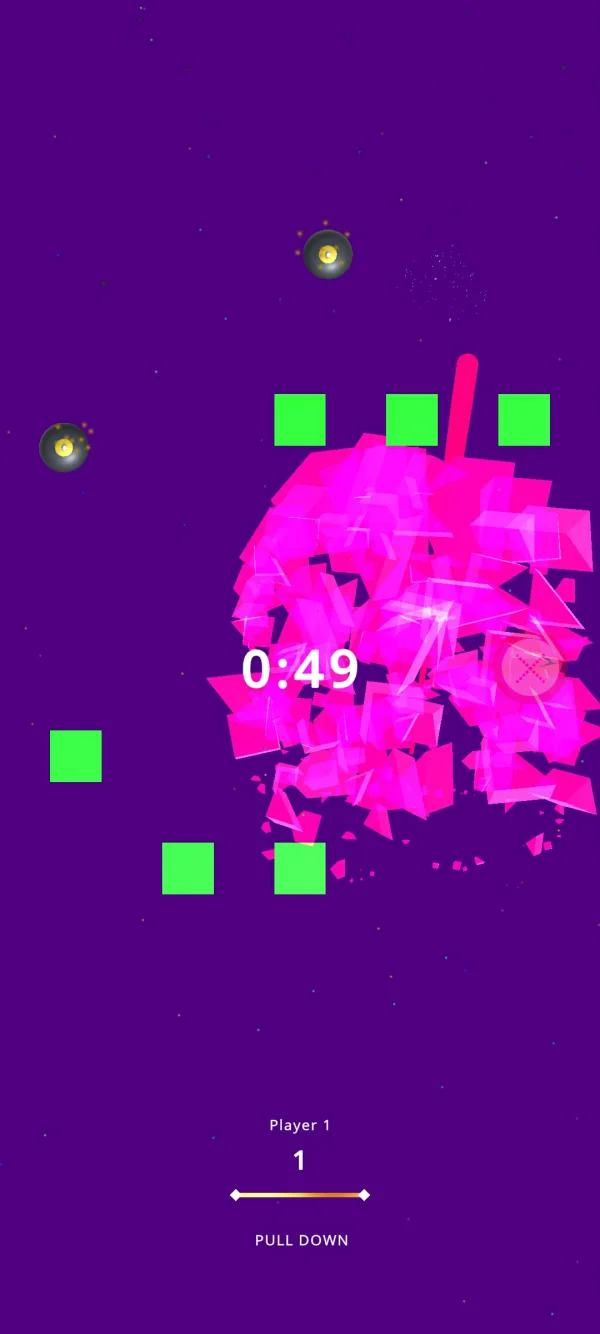 Color King Slingshot mode with a timed target cluster and pull down control